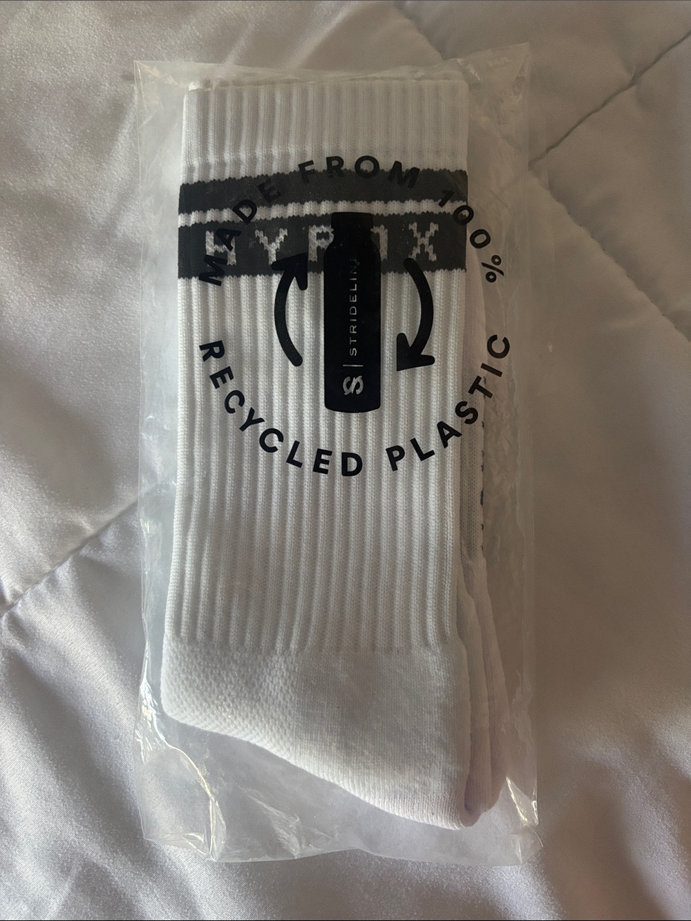 Strideline Women's White HYROX Crew Socks with Black Accent